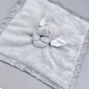 Baby Security Blanket Plush‎ Elephant Lovey Soft Gray Satin Trim